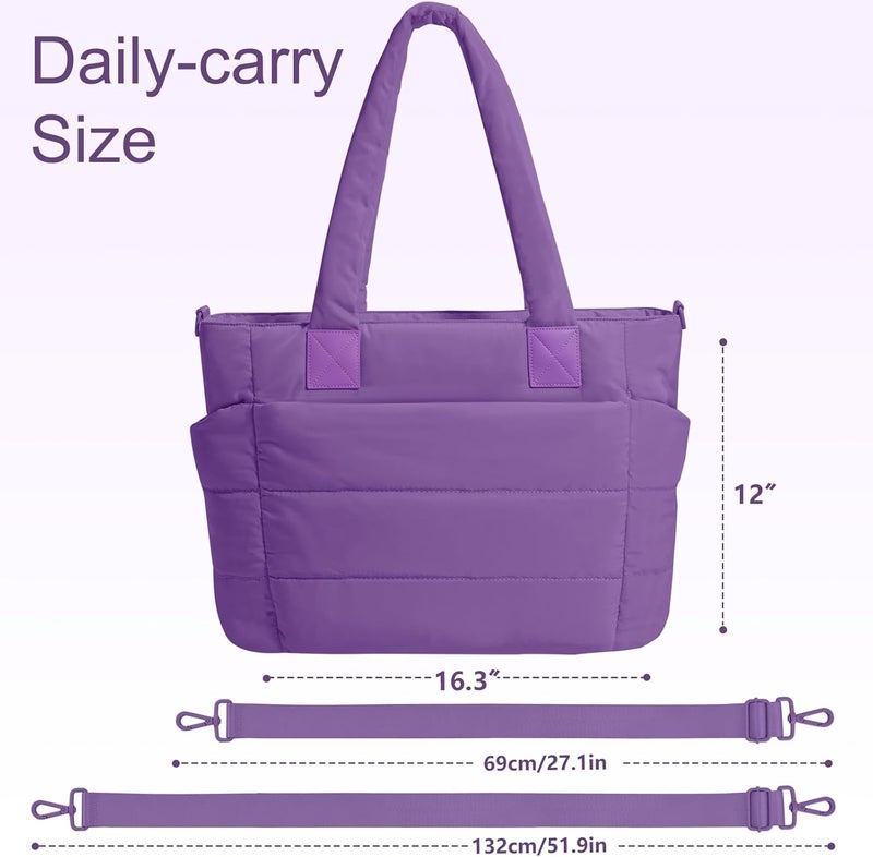 GASSDA Tote Bag for Women Puffer Tote Bag Large Nurse Bags Shoulder Handbag with Zipper for Work Travel - Image 3